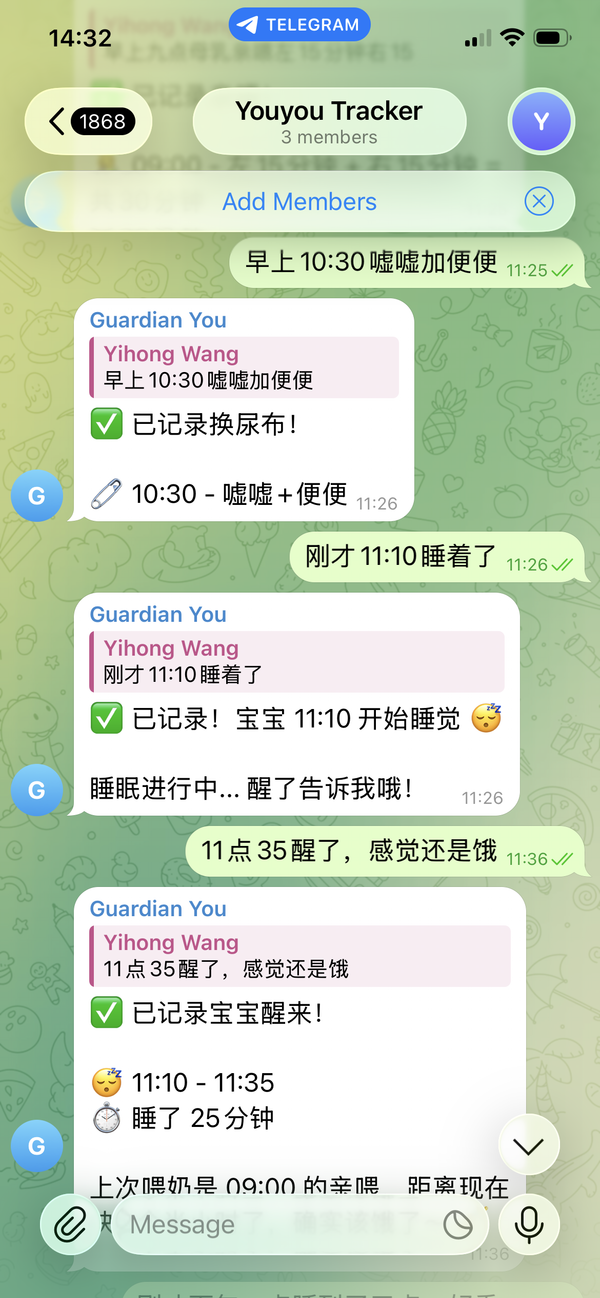 My AI agent for baby tracking.